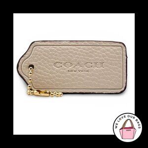 2.25" COACH NEW YORK Chalk White Pebbled Leather Fob Bag Charm Keychain Hang Tag